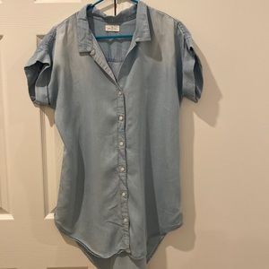 Denim look long tunic shirt
